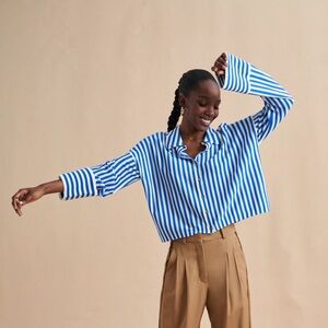 La Ligne Blue Striped Meredith Shirt Size S